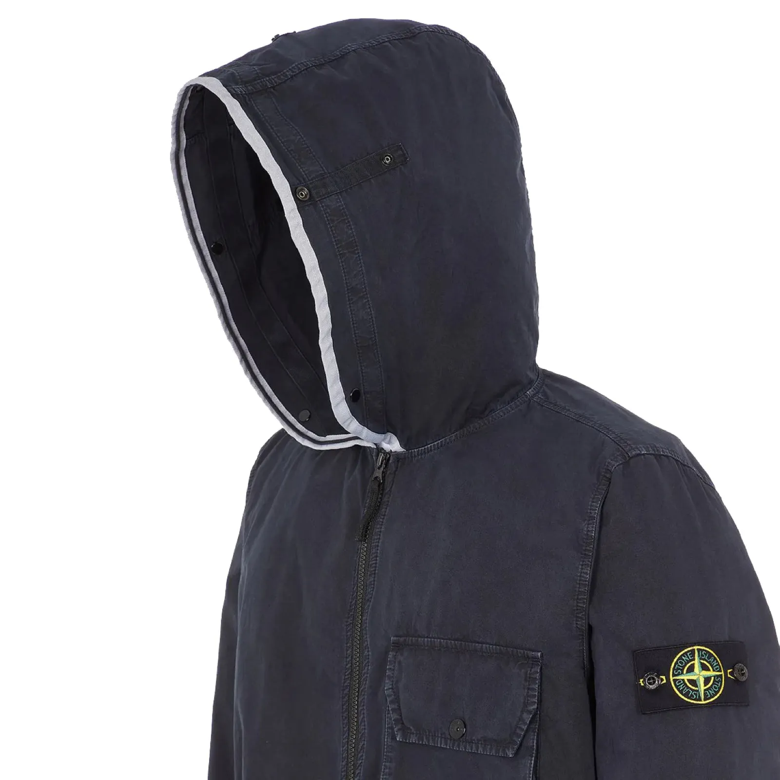 Stone Island Navy Brushed Hooded Overshirt
