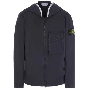 Stone Island Navy Brushed Hooded Overshirt