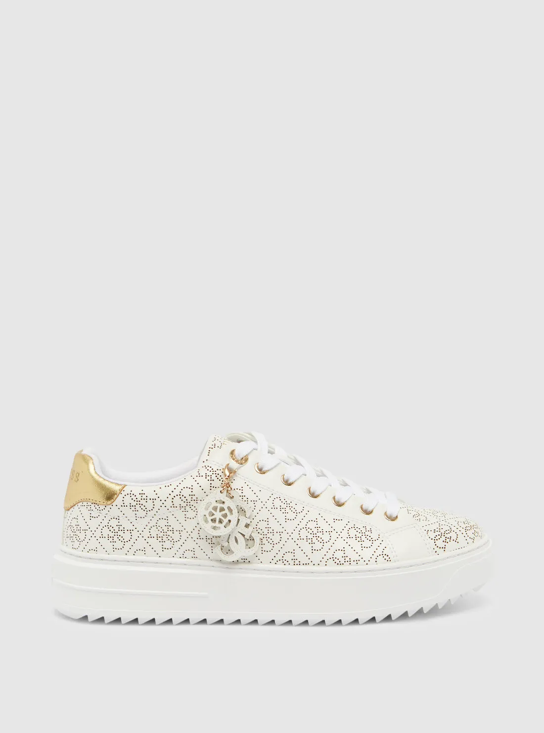 White Denesa Low-Top Platform Sneakers Guess