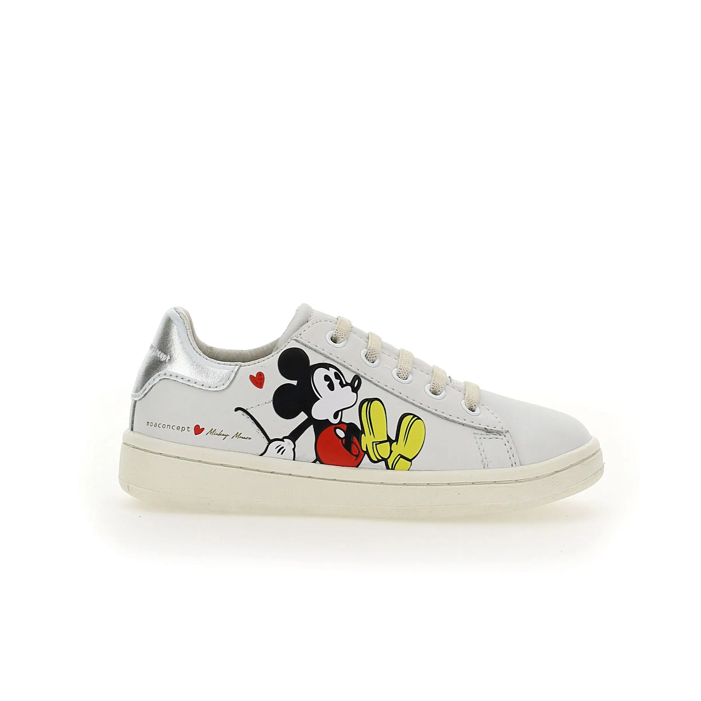 White Mickey Silver Tab Sneakers